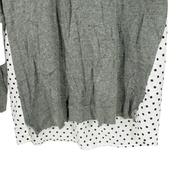 A Pea In The Pod Maternity Sweater M Blouse Women Gray White Gray Polka Dot - Picture 9 of 9